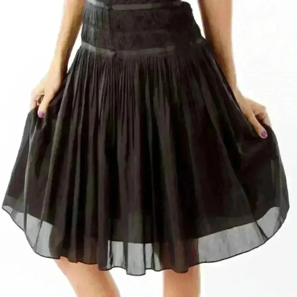 White House Black Market NWT Black Pleated Tiered Party Dress size 6